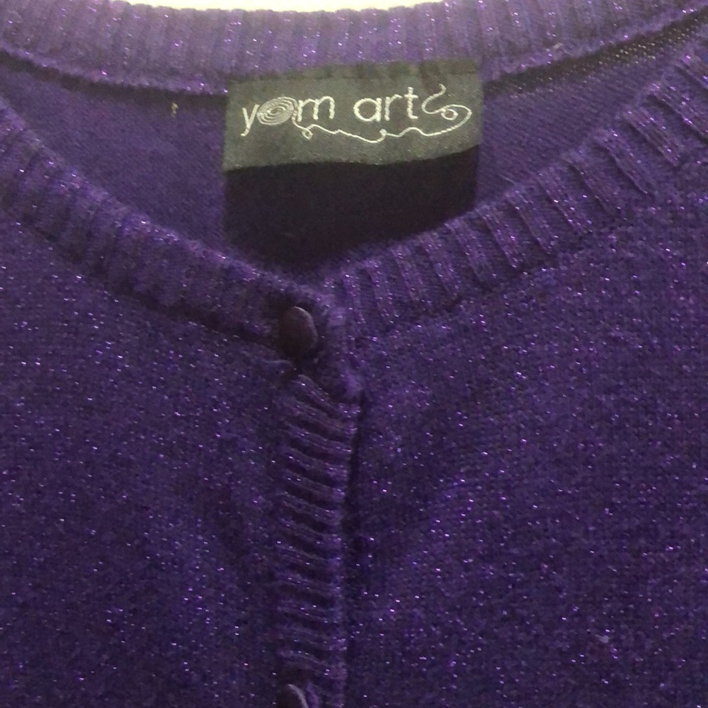 PRETTY! METALLIC THREAD PURPLE CARDIGAN - Picture 2 of 9